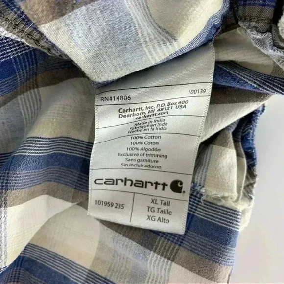 Carhartt XL Tall Short sleeve plaid shirt - Picture 4 of 10